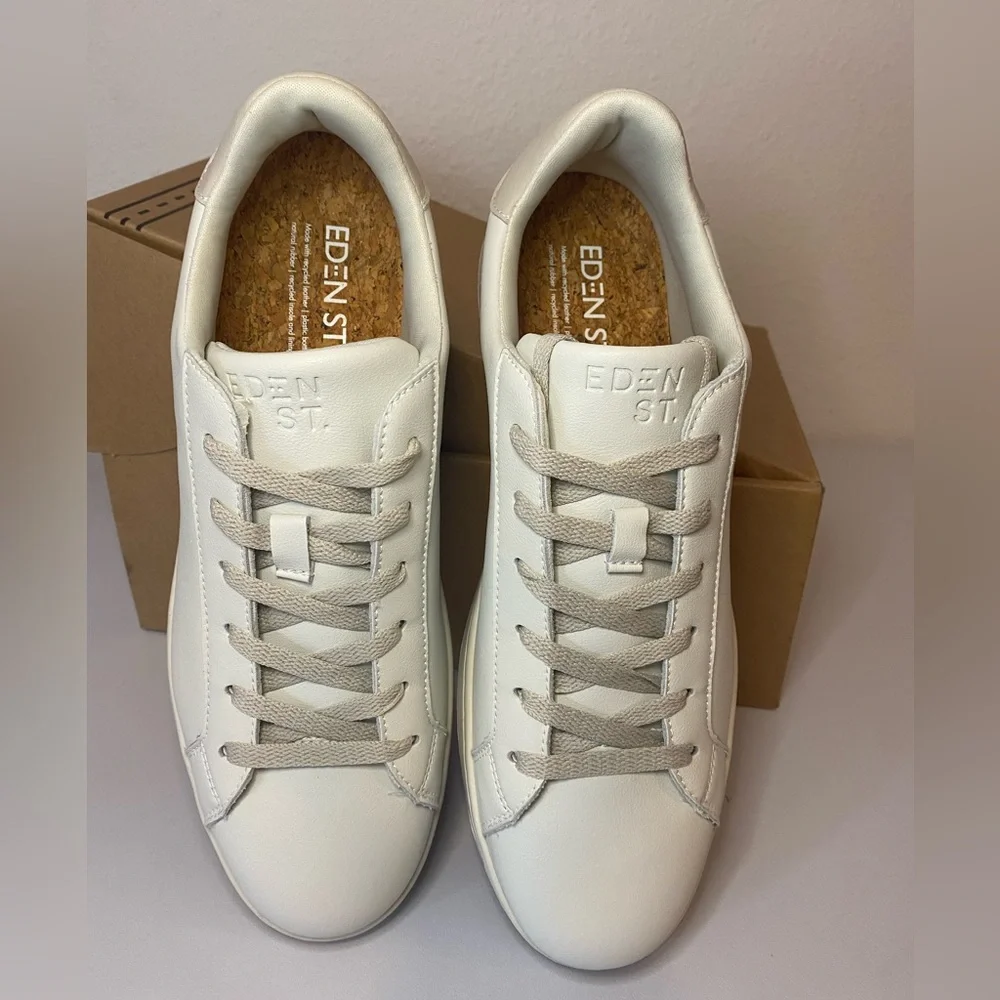 Eden St. White Men's Sneakers Recycled Leather. - Picture 3 of 11
